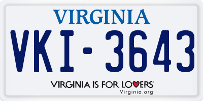 VA license plate VKI3643