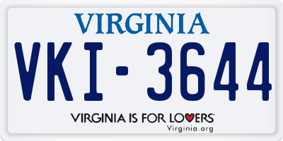 VA license plate VKI3644