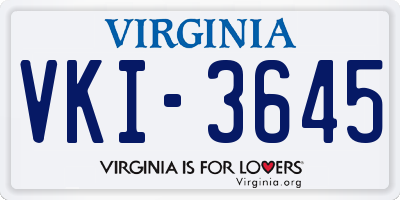 VA license plate VKI3645