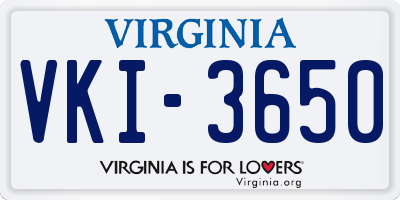 VA license plate VKI3650