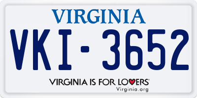 VA license plate VKI3652