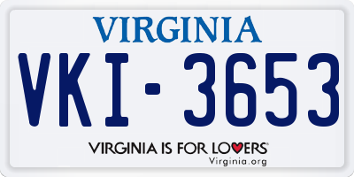 VA license plate VKI3653
