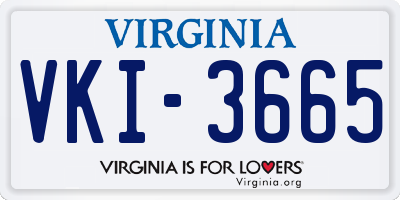 VA license plate VKI3665