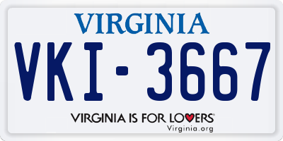VA license plate VKI3667