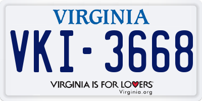 VA license plate VKI3668