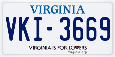 VA license plate VKI3669