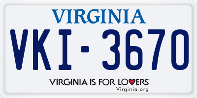 VA license plate VKI3670