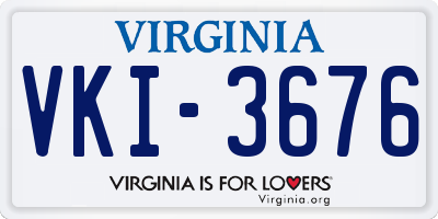 VA license plate VKI3676