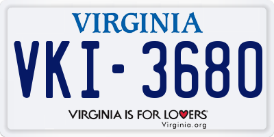 VA license plate VKI3680