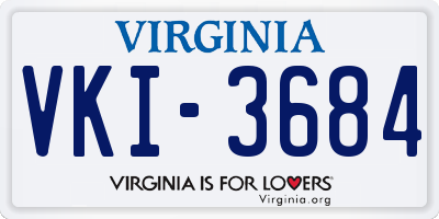 VA license plate VKI3684