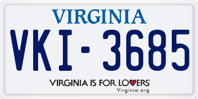 VA license plate VKI3685