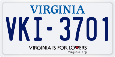 VA license plate VKI3701