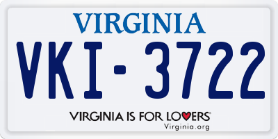 VA license plate VKI3722