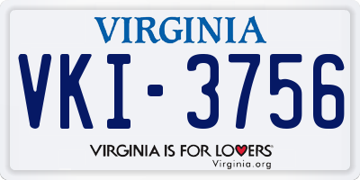 VA license plate VKI3756