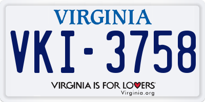 VA license plate VKI3758