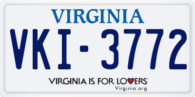 VA license plate VKI3772