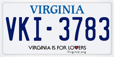 VA license plate VKI3783
