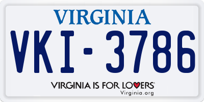 VA license plate VKI3786