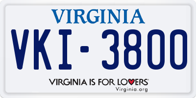 VA license plate VKI3800