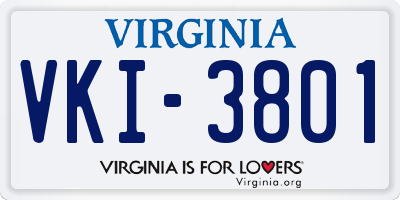 VA license plate VKI3801