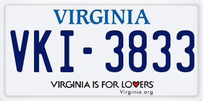 VA license plate VKI3833