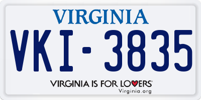 VA license plate VKI3835