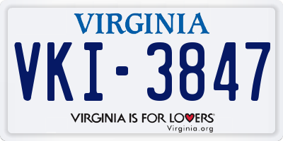 VA license plate VKI3847