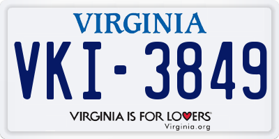 VA license plate VKI3849