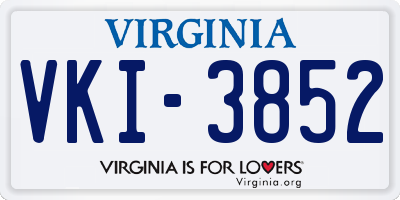 VA license plate VKI3852