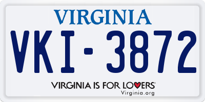 VA license plate VKI3872