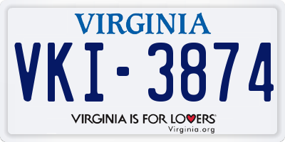 VA license plate VKI3874