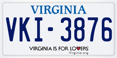 VA license plate VKI3876