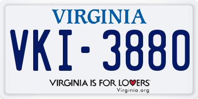VA license plate VKI3880
