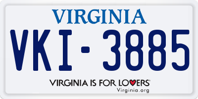 VA license plate VKI3885