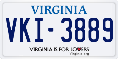 VA license plate VKI3889