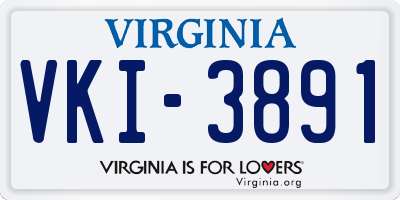 VA license plate VKI3891