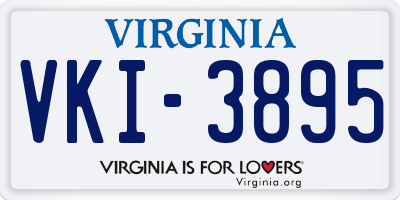 VA license plate VKI3895