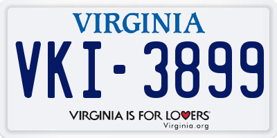 VA license plate VKI3899