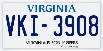 VA license plate VKI3908
