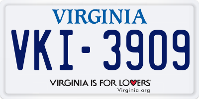 VA license plate VKI3909