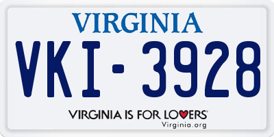 VA license plate VKI3928