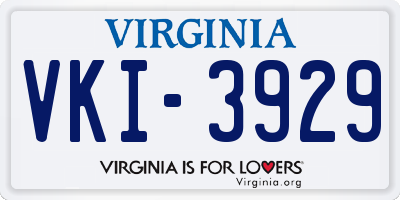 VA license plate VKI3929