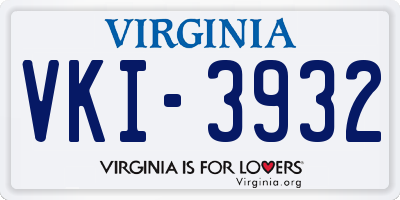 VA license plate VKI3932