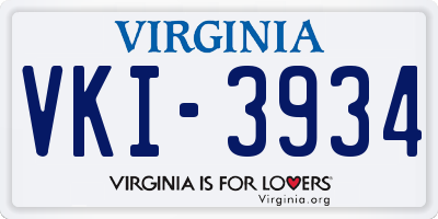 VA license plate VKI3934