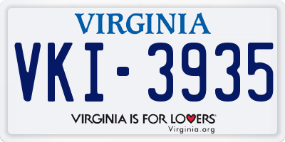 VA license plate VKI3935