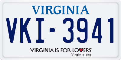 VA license plate VKI3941