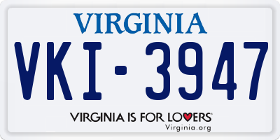 VA license plate VKI3947
