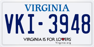 VA license plate VKI3948