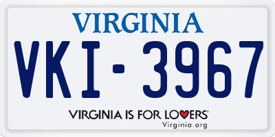 VA license plate VKI3967