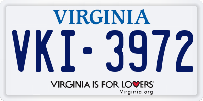 VA license plate VKI3972